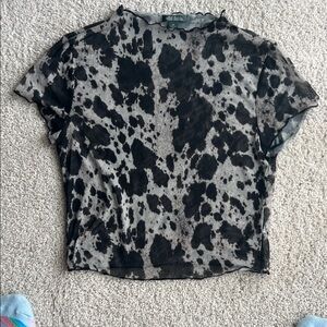 Wild Fable Black and Gray Patterned Short Sleeve Top